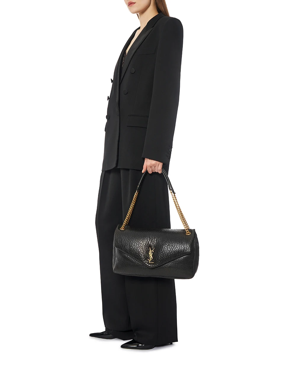 Кожаная сумка Calypso Large Saint Laurent 777399-AACYT, черный цвет • Купить в интернет-магазине Kameron