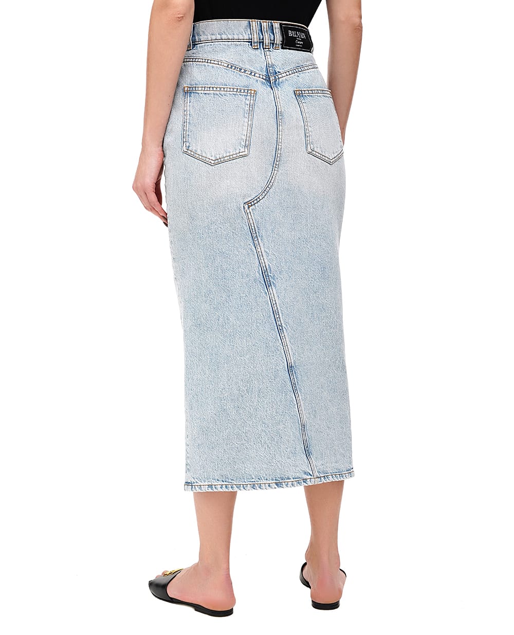 Джинсовая юбка Balmain EF1LD460DF23, синий цвет • Купить в интернет-магазине Kameron