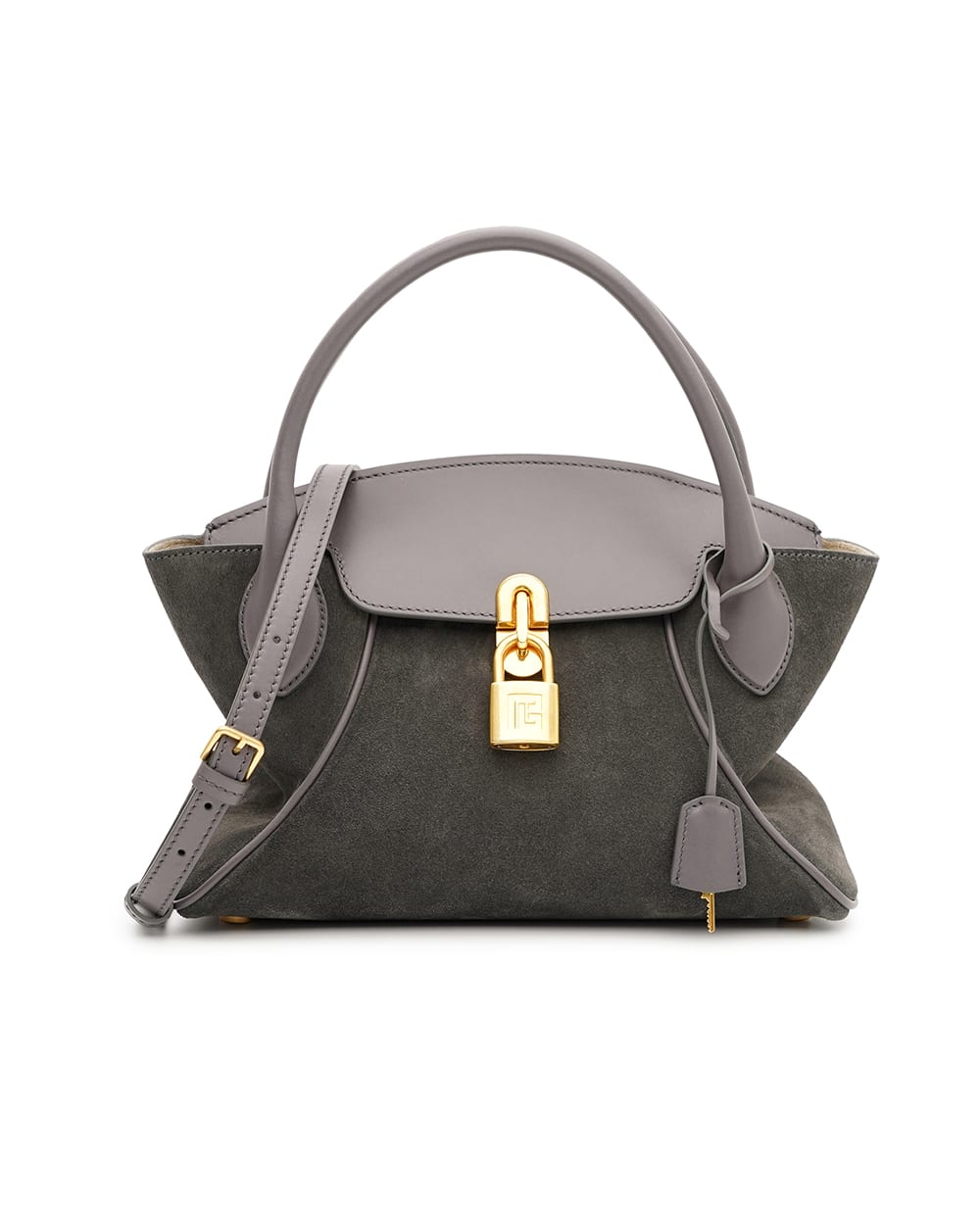 Сумка Pulse Day Small из телячьей замши Balmain HN1DA067LTXC, серый цвет • Купить в интернет-магазине Kameron