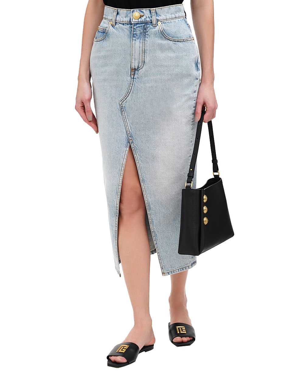 Джинсовая юбка Balmain EF1LD460DF23, синий цвет • Купить в интернет-магазине Kameron