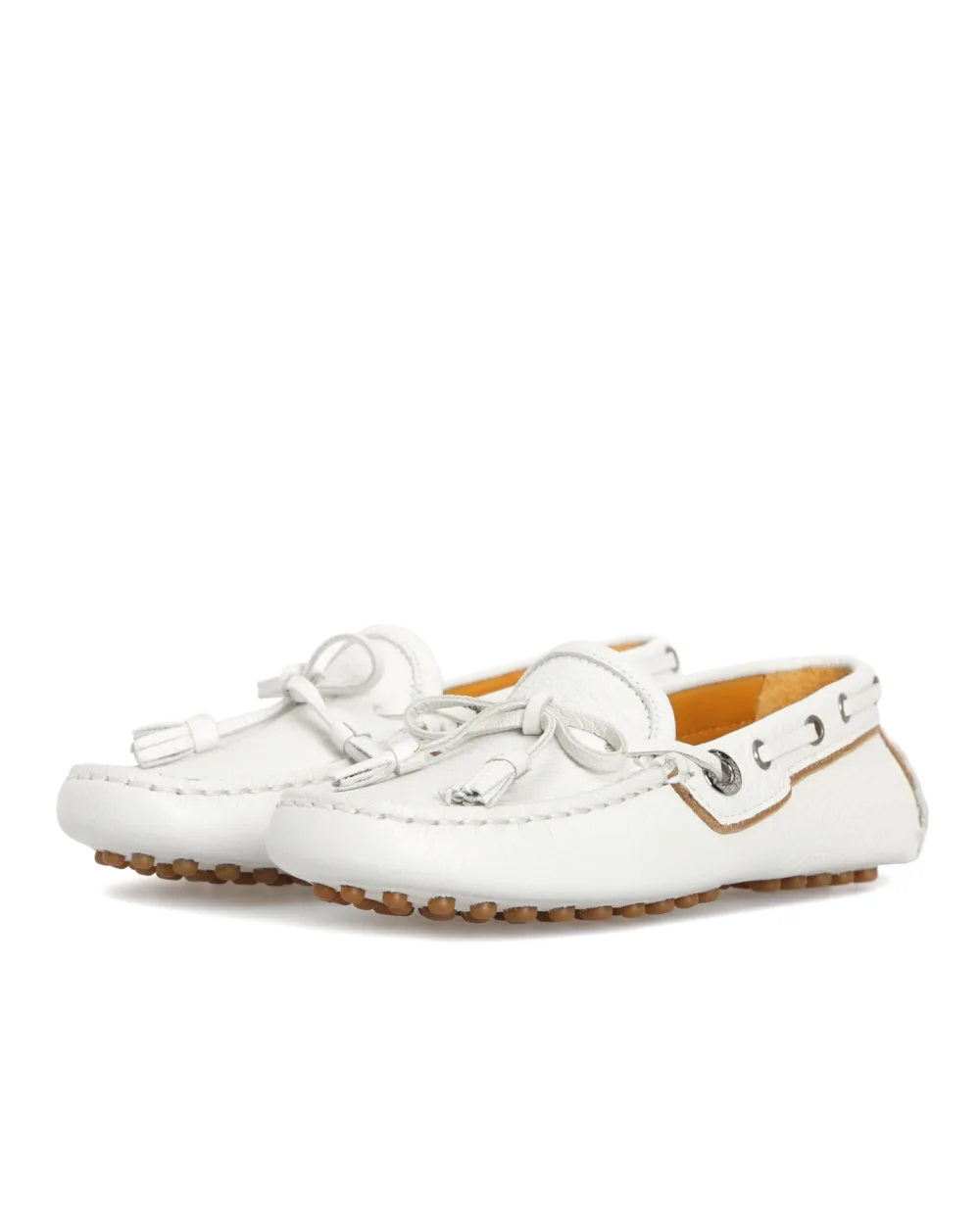 Детские кожаные мокасины Dolce&Gabbana Kids DA0513-A1693-M, белый цвет • Купить в интернет-магазине Kameron