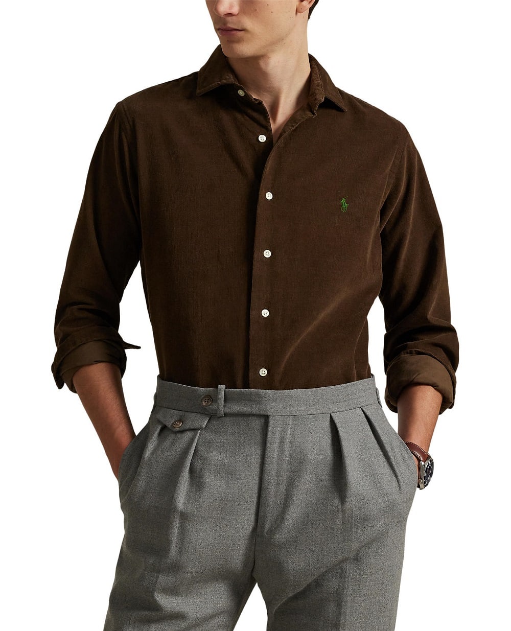Рубашка вельветовая Polo Ralph Lauren 710P00518003, коричневый цвет • Купить в интернет-магазине Kameron