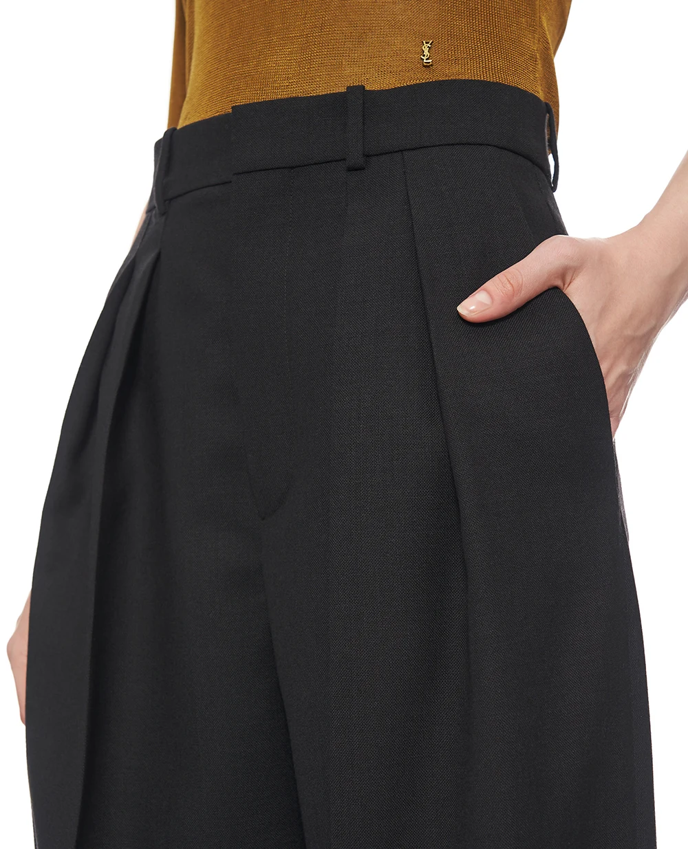 Шерстяные брюки Saint Laurent 834634-Y5K32, черный цвет • Купить в интернет-магазине Kameron