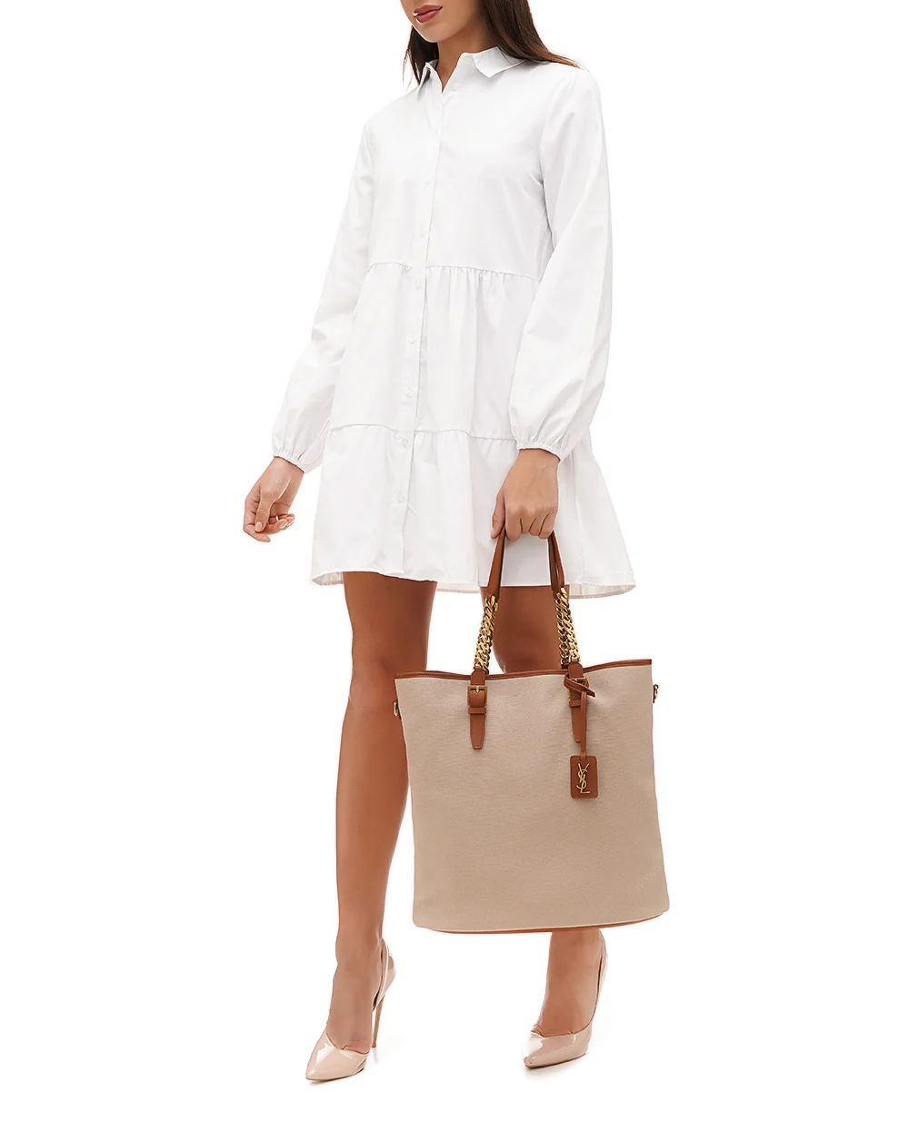 Сумка Tote Saint Laurent 781302-FAC7T, бежевый цвет • Купить в интернет-магазине Kameron
