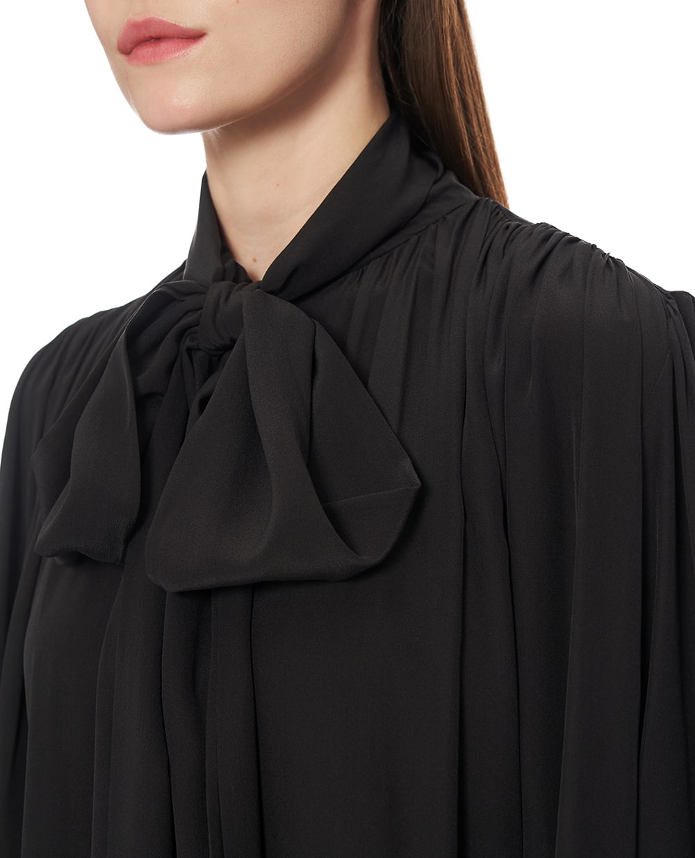 Шелковое платье Lavallière Saint Laurent 832871-Y7K76, черный цвет • Купить в интернет-магазине Kameron