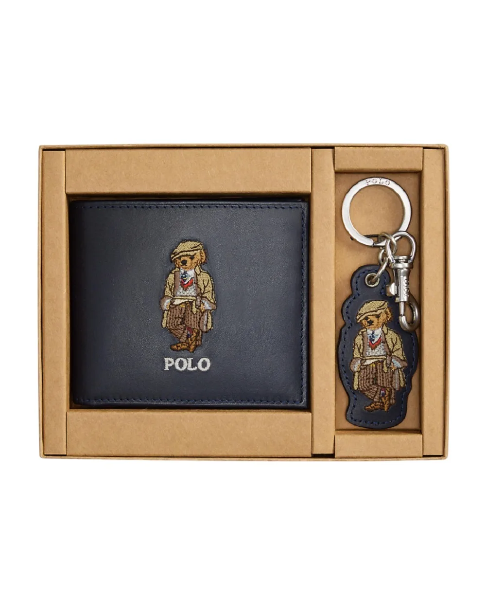 Подарочный набор кошелёк и брелок Polo Bear из кожи Polo Ralph Lauren 405P04858001, синий цвет • Купить в интернет-магазине Kameron