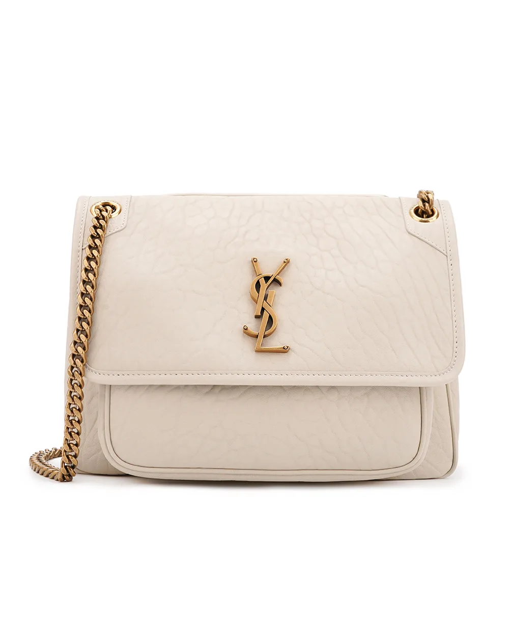 Кожаная сумка Niki Medium Saint Laurent 633178-AACYT, белый цвет • Купить в интернет-магазине Kameron