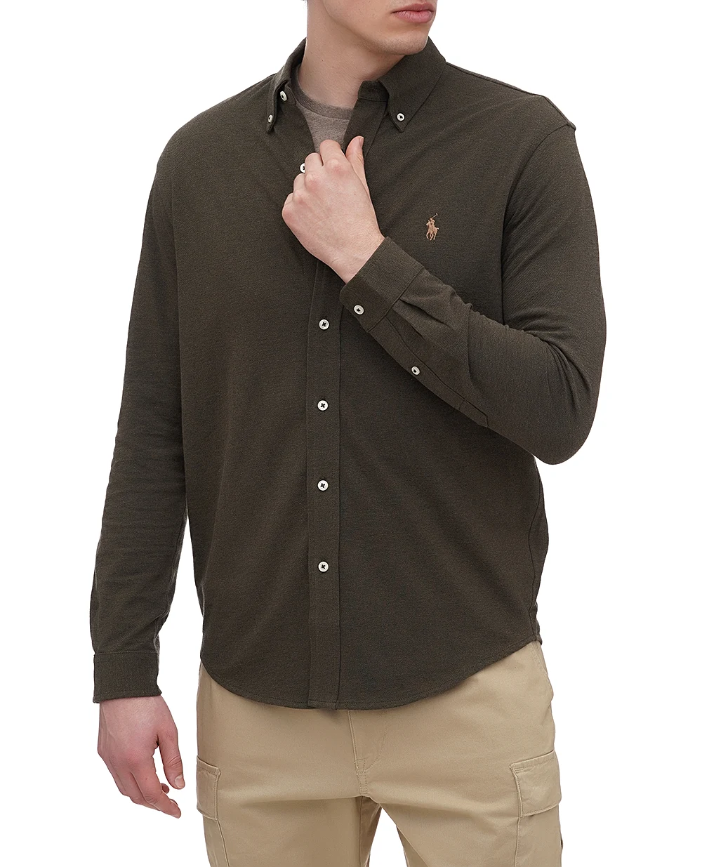 Рубашка Polo Ralph Lauren 710654408111, хаки цвет • Купить в интернет-магазине Kameron