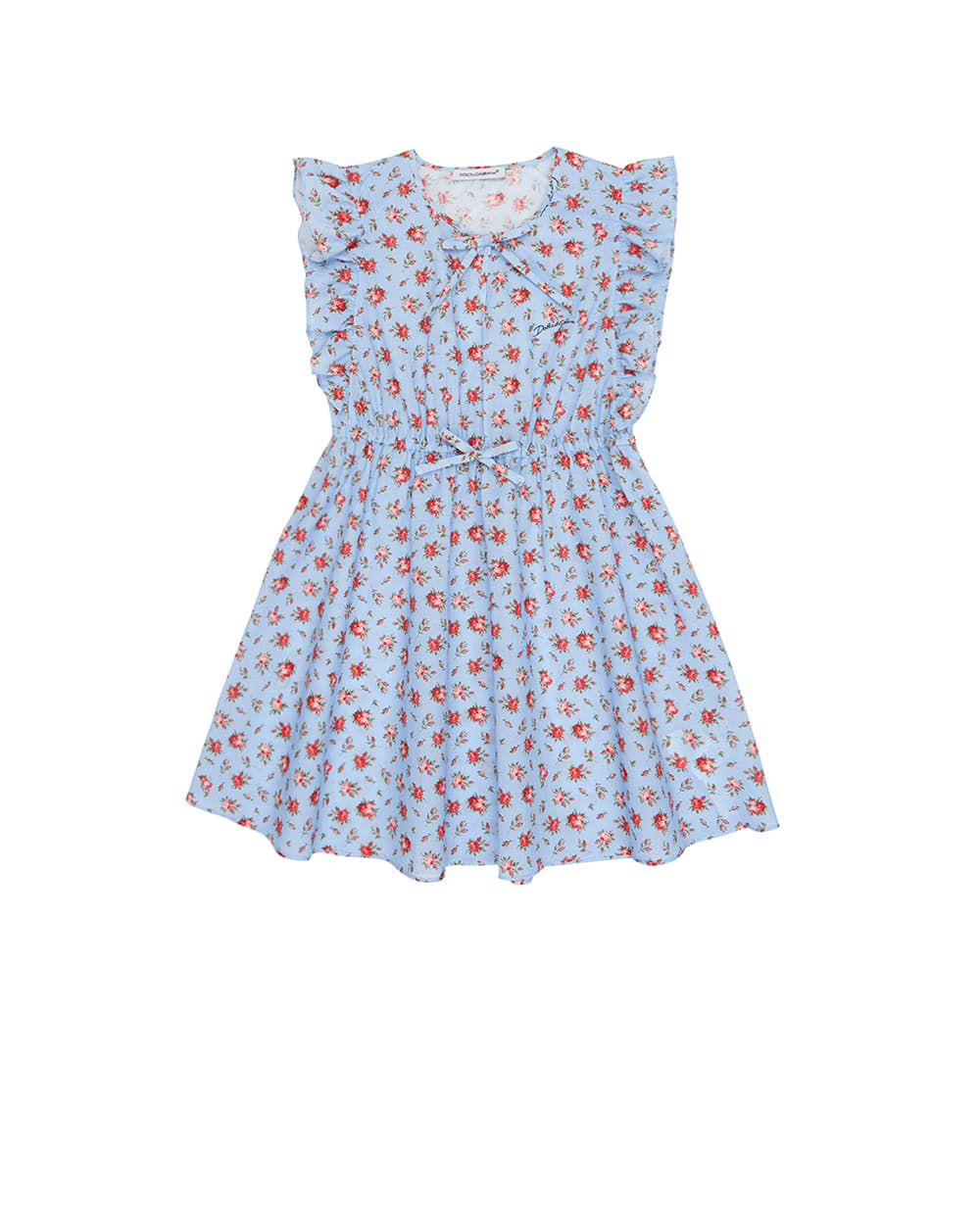 Детское платье из муслина в цветочном принте Dolce&Gabbana Kids L54DR7-HS5UP-B, голубой цвет • Купить в интернет-магазине Kameron