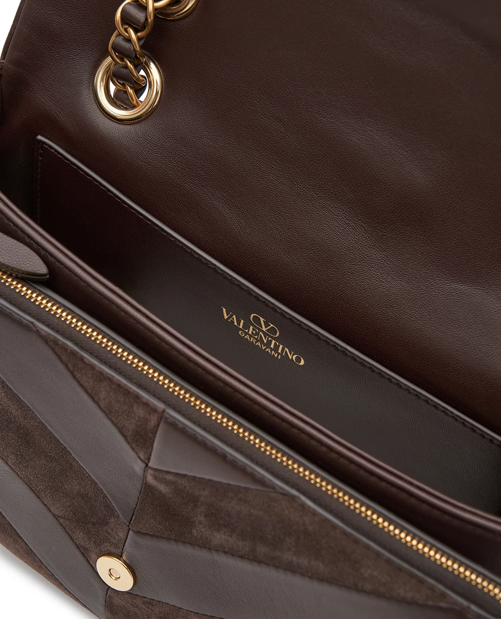 Сумка Djuna Medium із замші та шкіри наппа Valentino 9W2B0T55TIE, коричневий колір • Купити в інтернет-магазині Kameron