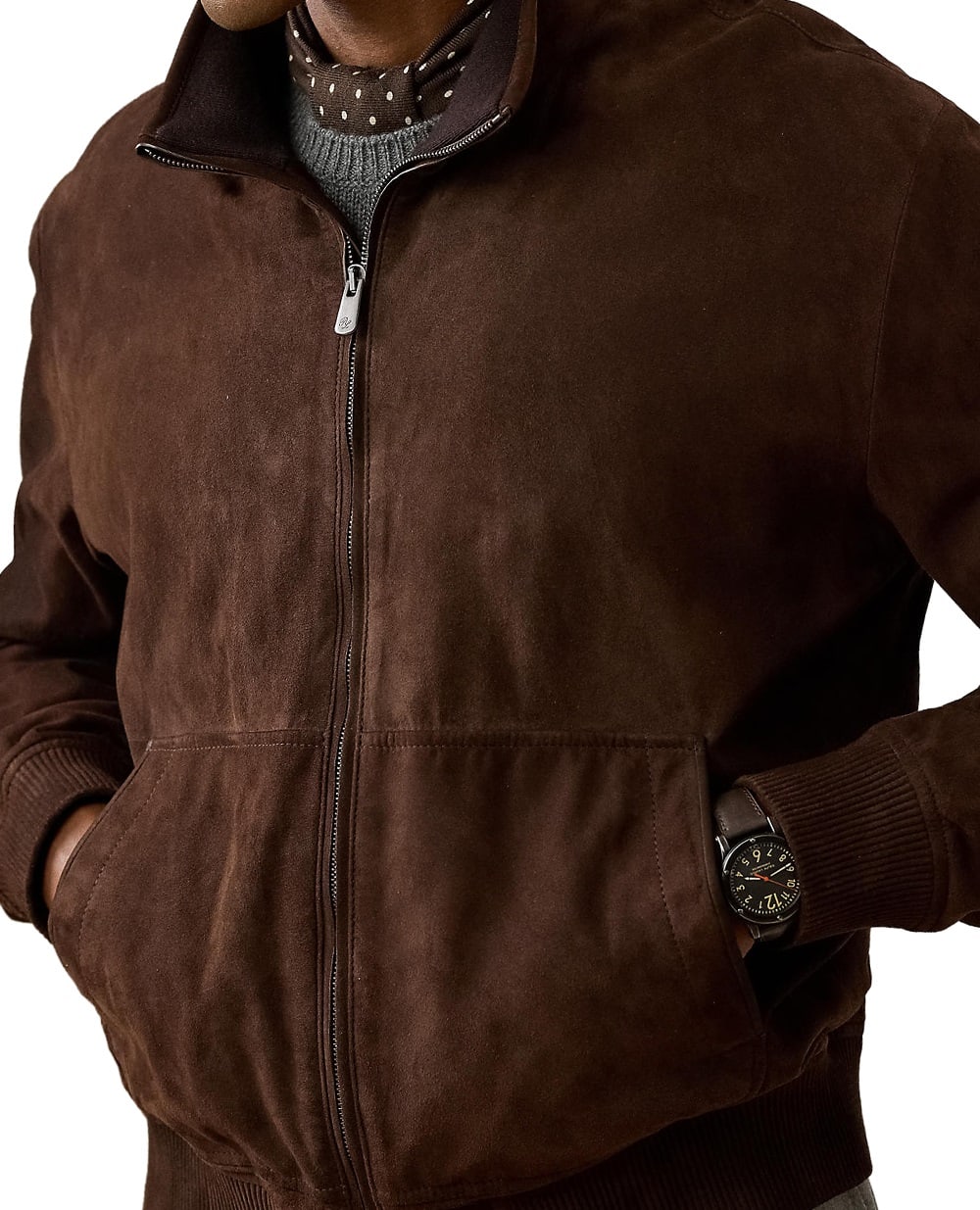 Куртка із замші ягняти Ralph Lauren Purple Label 790P07888001, темно-коричневий колір • Купити в інтернет-магазині Kameron