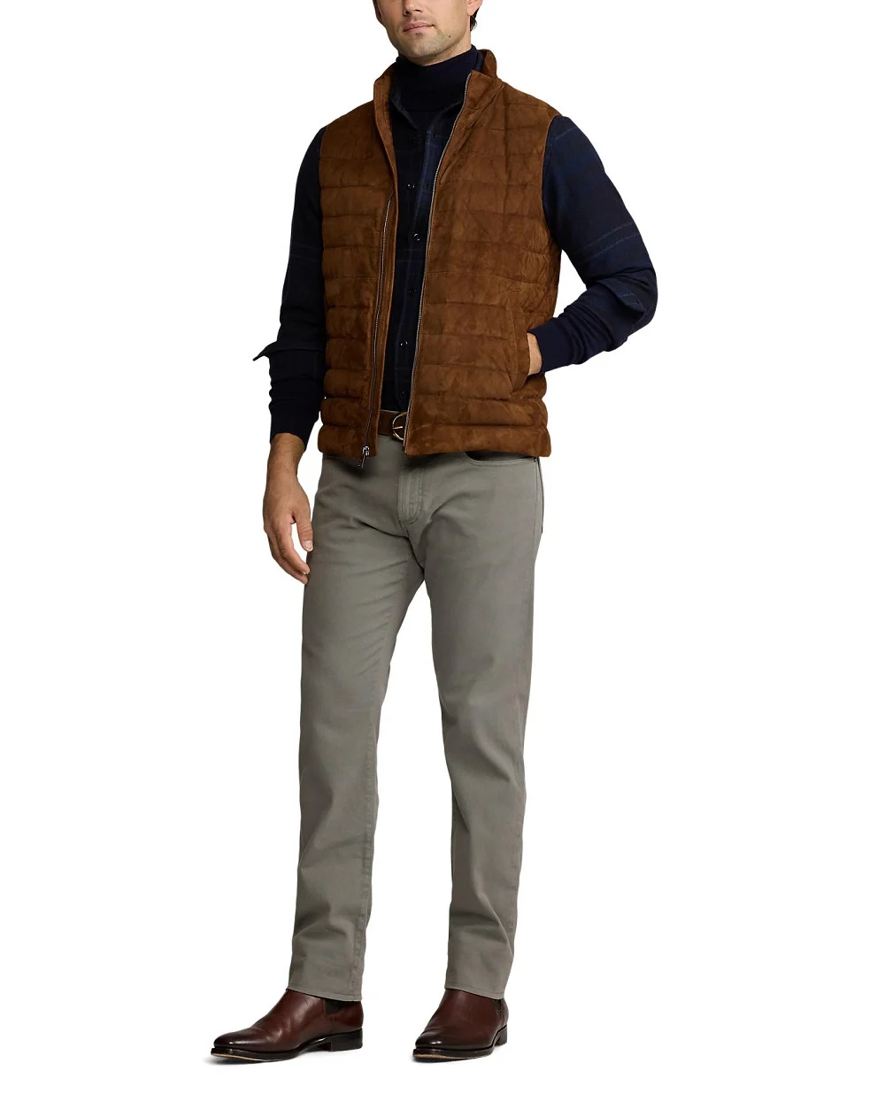 Замшевий жилет Ralph Lauren Purple Label 790957978001, коричневий колір • Купити в інтернет-магазині Kameron
