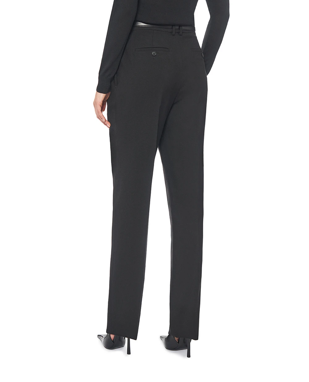 Шерстяные брюки с высокой талией Saint Laurent 837054-Y7B73, черный цвет • Купить в интернет-магазине Kameron