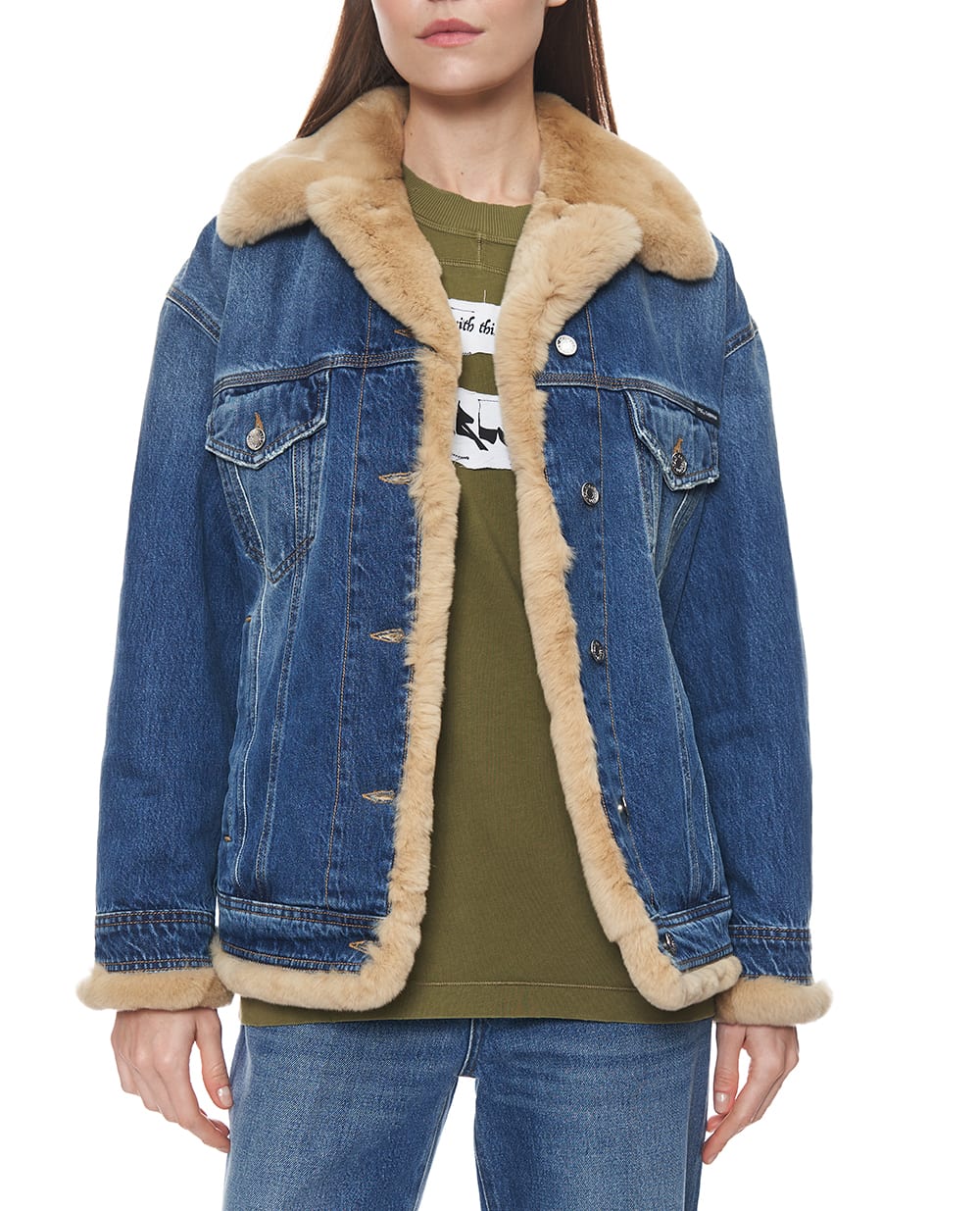Куртка джинсовая с кроличим мехом Dolce&Gabbana F9S89D-G8NV4, синий цвет • Купить в интернет-магазине Kameron