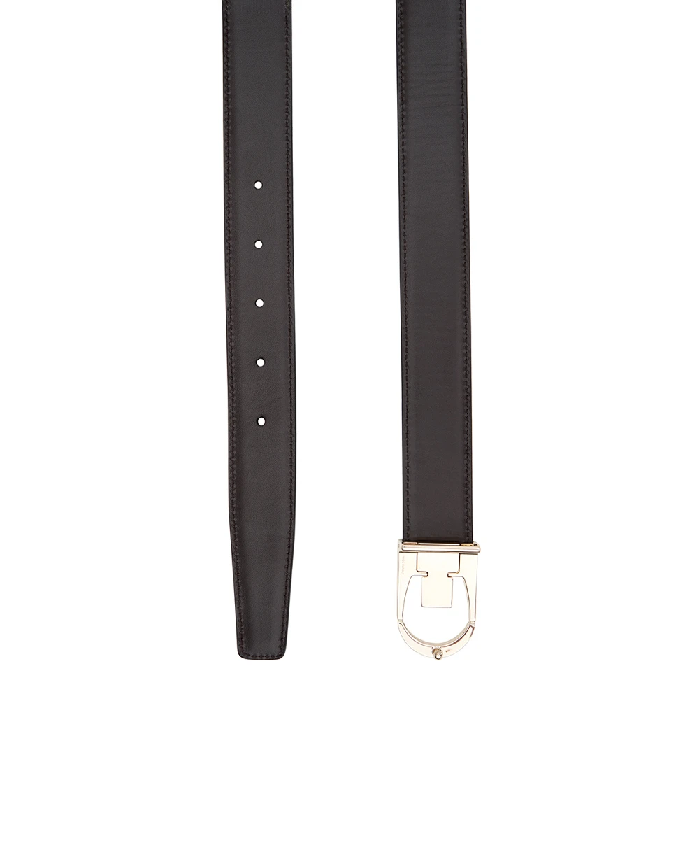 Двухсторонний кожаный ремень Saint Laurent 828728-AAEX8, темно-коричневый цвет • Купить в интернет-магазине Kameron
