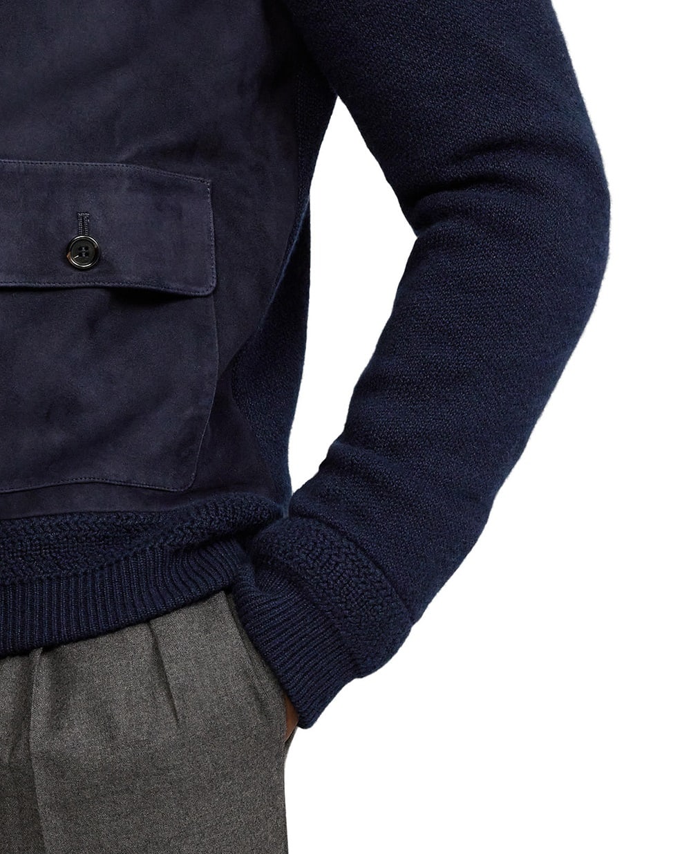 Куртка из замши и кашемира Ralph Lauren Purple Label 790758192002, темно-синий цвет • Купить в интернет-магазине Kameron