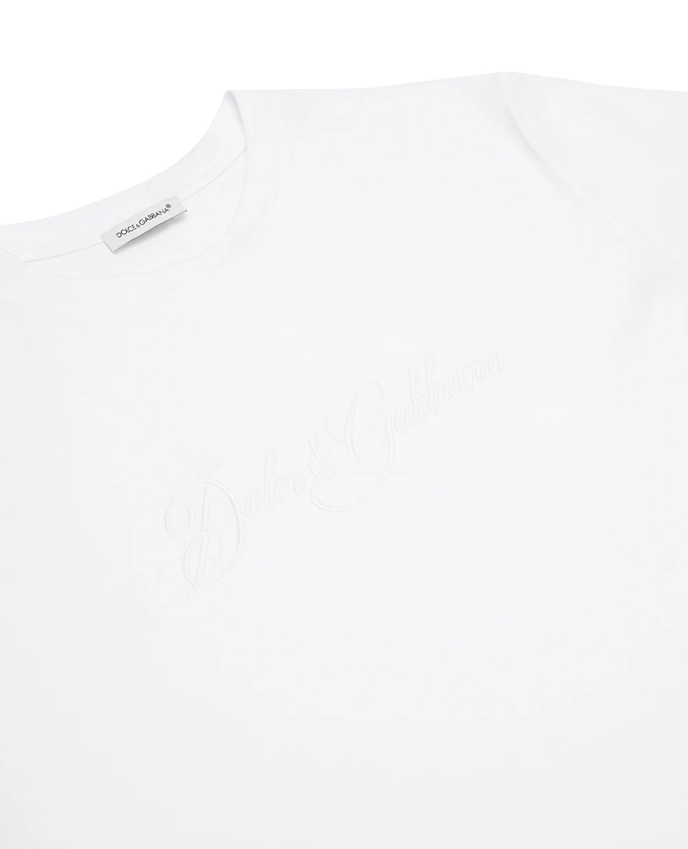 Детская футболка с вышивкой логотипа Dolce&Gabbana Kids L4JTHU-G7QK5-B, белый цвет • Купить в интернет-магазине Kameron