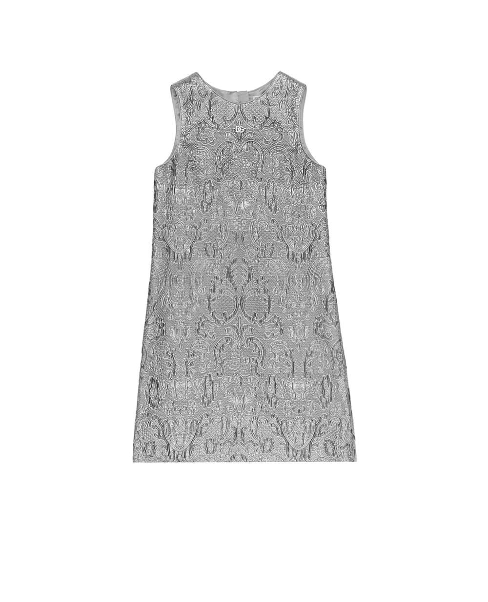 Детское платье из жаккарда Dolce&Gabbana Kids L54DP2-HJMQW-B, серебряный цвет • Купить в интернет-магазине Kameron
