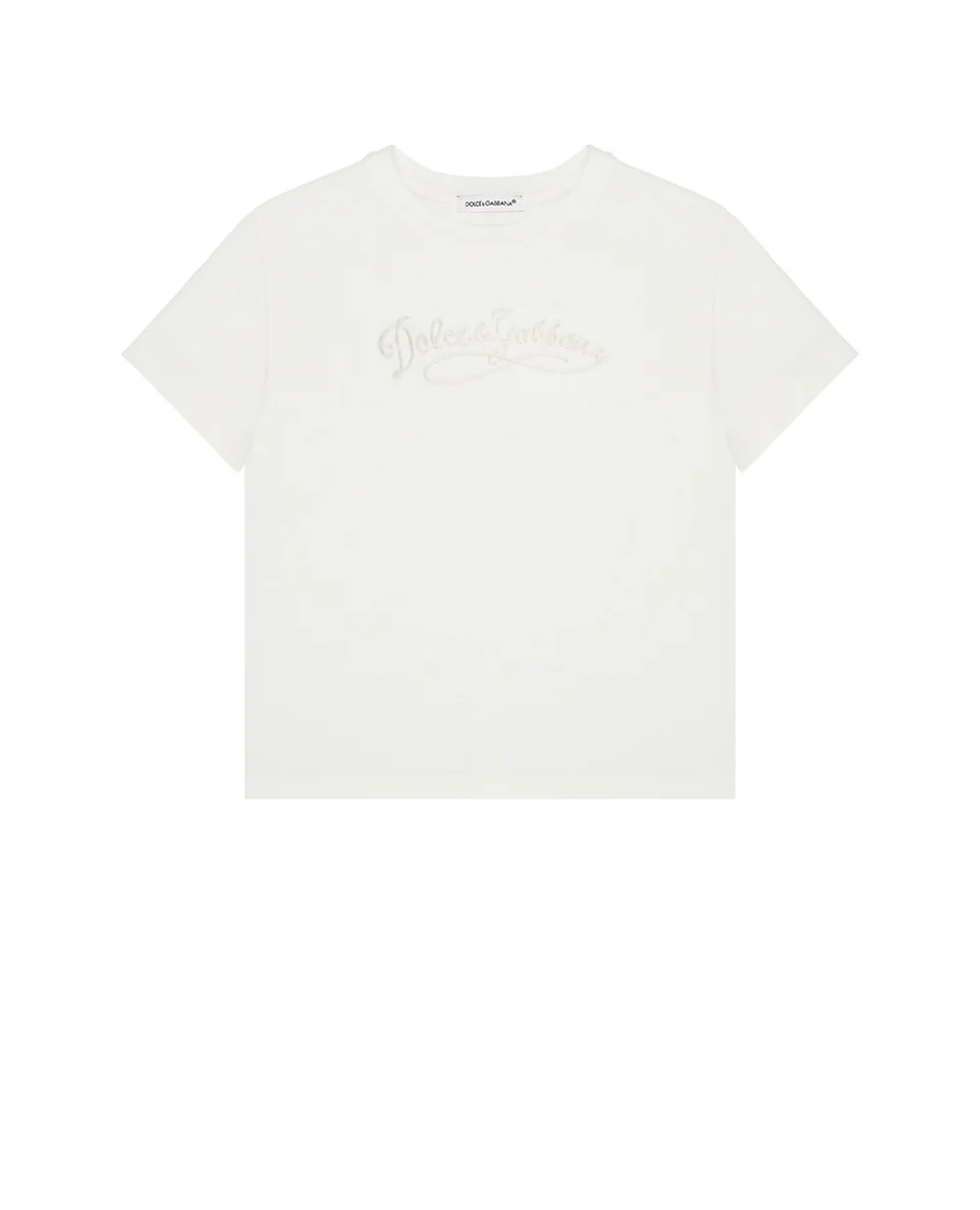 Дитяча футболка з вишивкою Dolce&Gabbana Kids L5JTNK-G7PYF-B, білий колір • Купити в інтернет-магазині Kameron