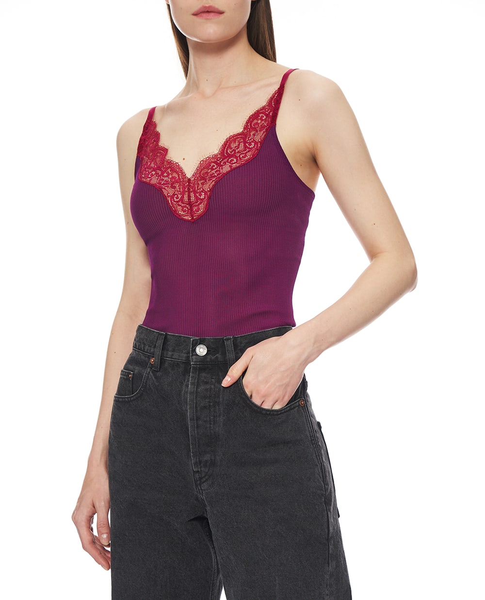 Шелковый топ Saint Laurent 828250-Y37SM, фуксия цвет • Купить в интернет-магазине Kameron