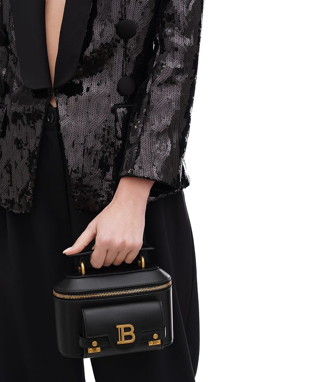 Кожаная сумка B-Buzz Balmain EN1BH952LSLX, черный цвет • Купить в интернет-магазине Kameron