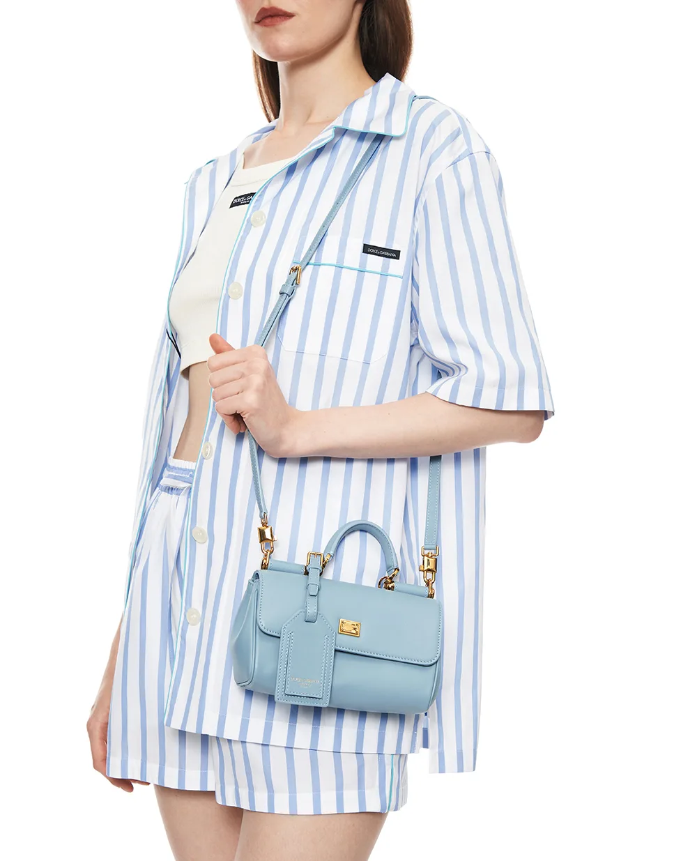 Сумка My Sicily Small из телячьей кожи Dolce&Gabbana BB7864-B7321, голубой цвет • Купить в интернет-магазине Kameron