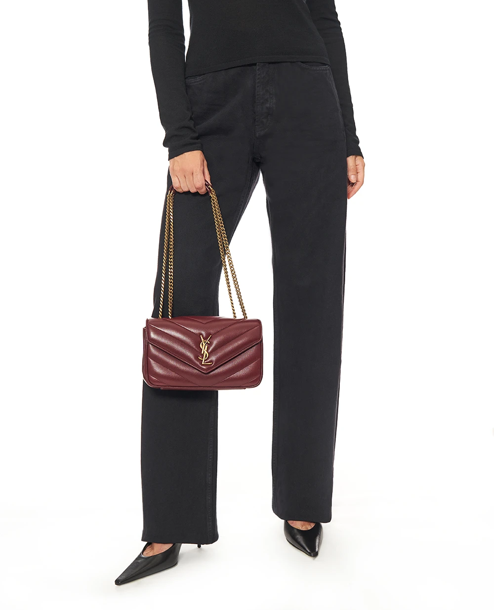 Сумка из кожи Loulou Small Saint Laurent 801437-AAEAX, бордовый цвет • Купить в интернет-магазине Kameron