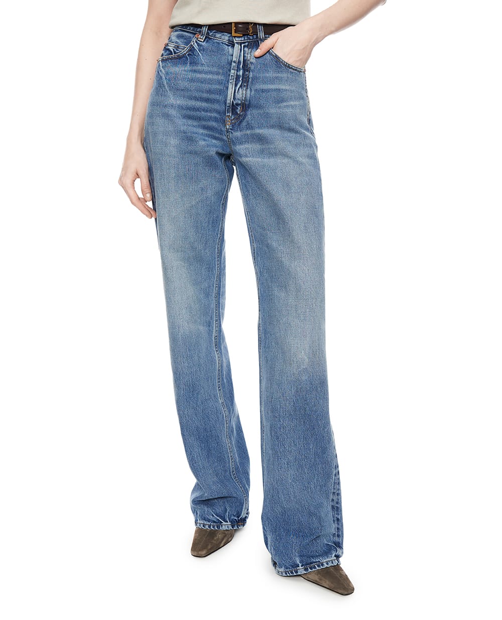 Джинсы с эффектом потертости Saint Laurent 834135-Y28EA, синий цвет • Купить в интернет-магазине Kameron