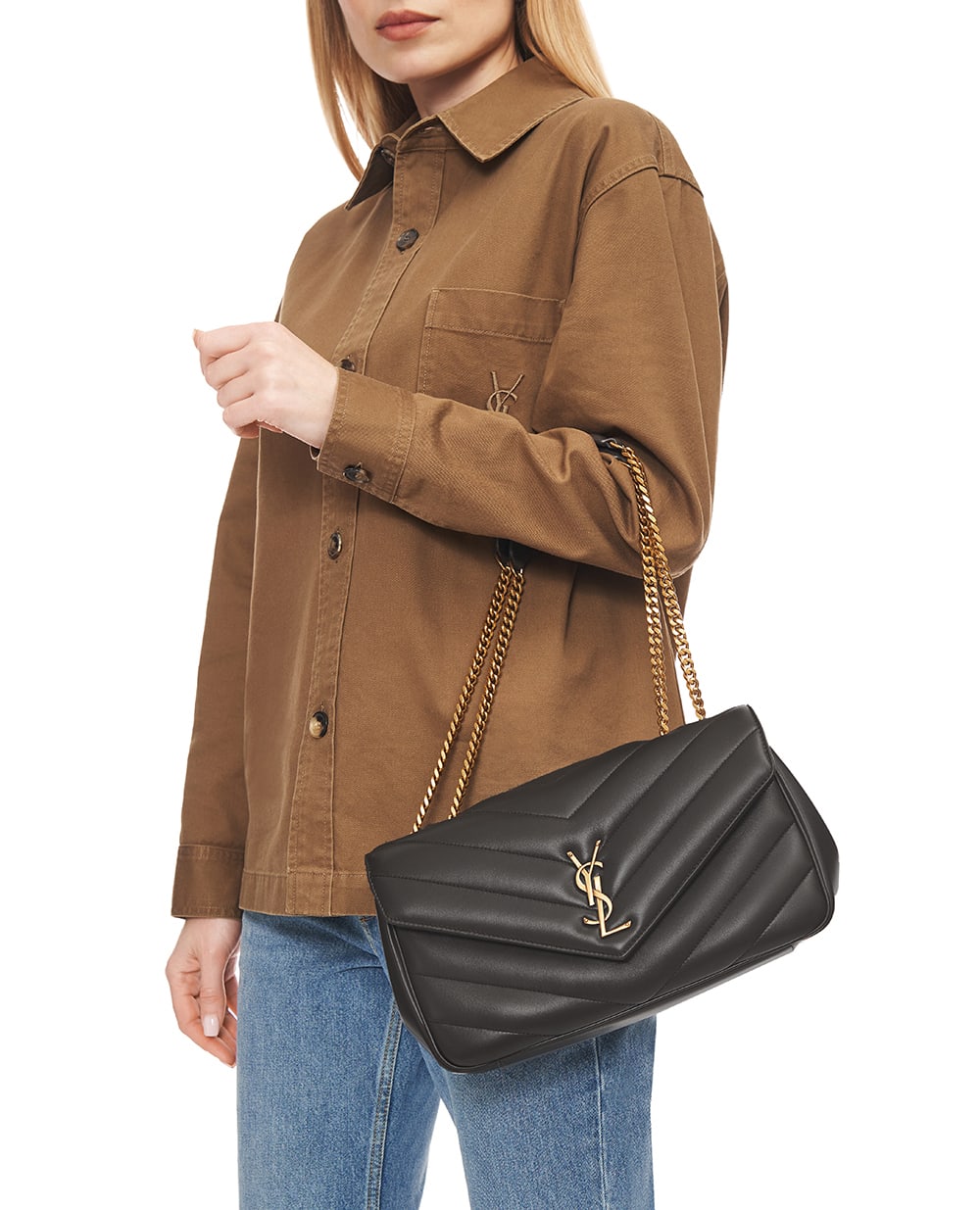 Сумка Loulou Medium из кожи ягненка Saint Laurent 801439-AAEAX, темно-серый цвет • Купить в интернет-магазине Kameron