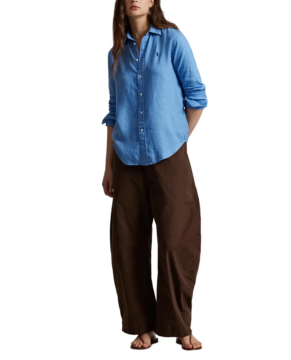 Льняная рубашка Polo Ralph Lauren 211970730510, голубой цвет • Купить в интернет-магазине Kameron