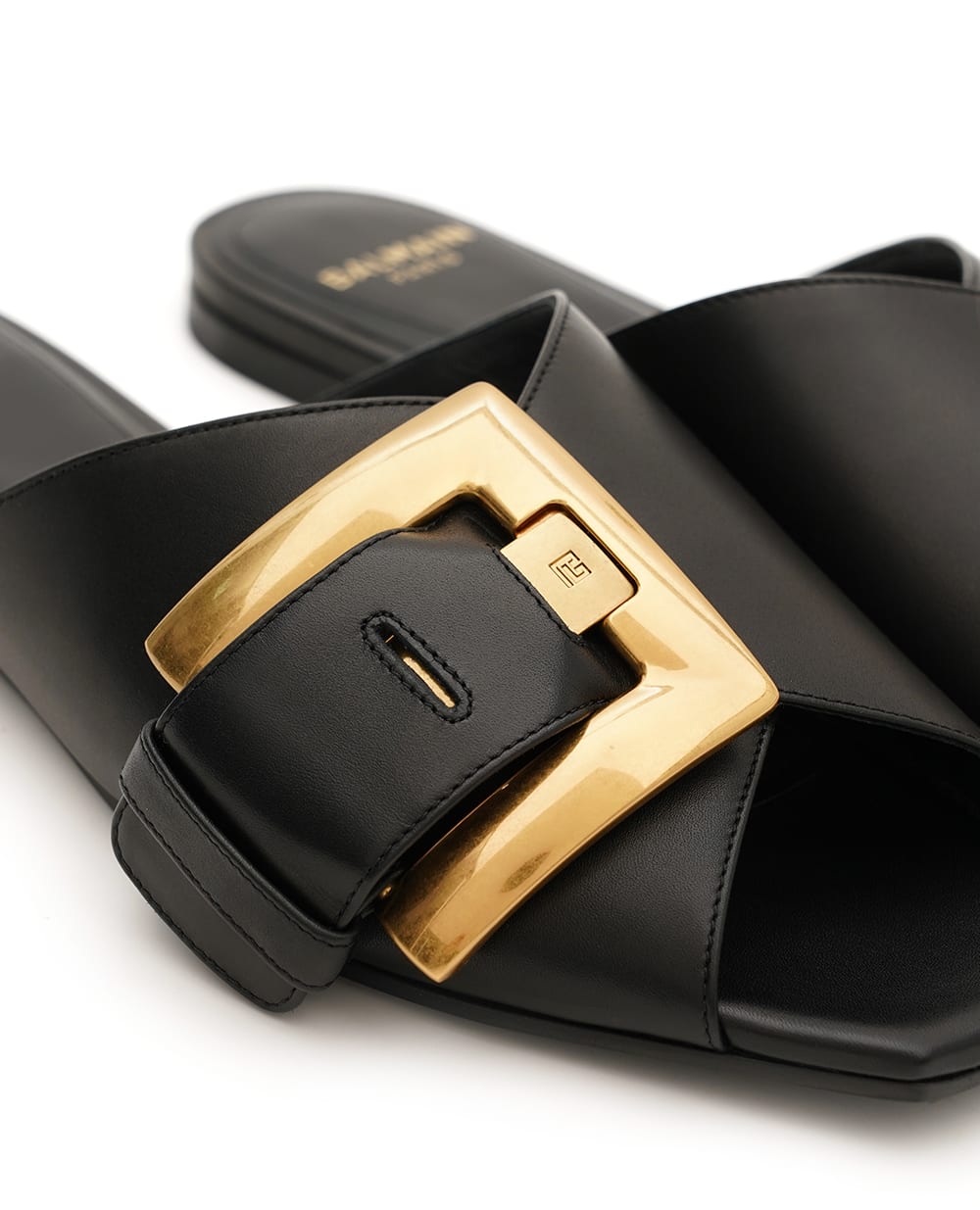 Сандалии Anthem из телячьей кожи Balmain GN1UP141LVIT, черный цвет • Купить в интернет-магазине Kameron