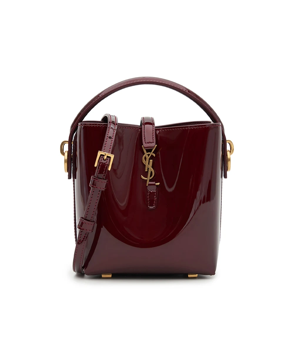 Сумка Le 37 Mini з лакованої шкіри Saint Laurent 765870-AAEX1, бордовий колір • Купити в інтернет-магазині Kameron