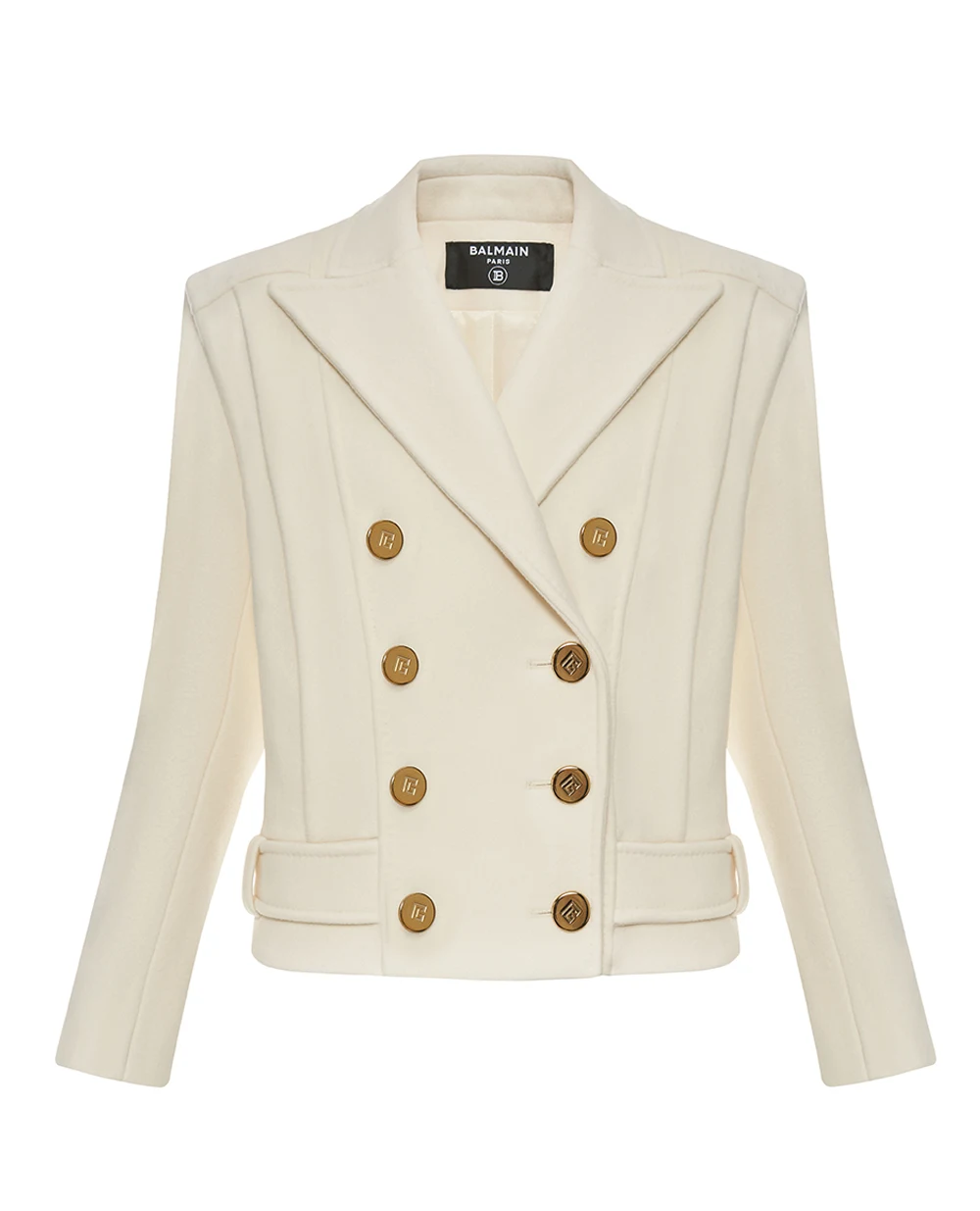 Укороченный кашемировый жакет Balmain FF1UA095WB50, белый цвет • Купить в интернет-магазине Kameron