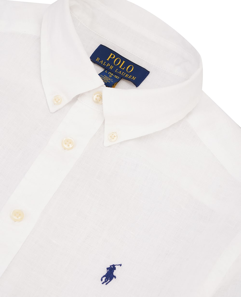 Детская льняная рубашка Polo Ralph Lauren Kids 323967600003, белый цвет • Купить в интернет-магазине Kameron