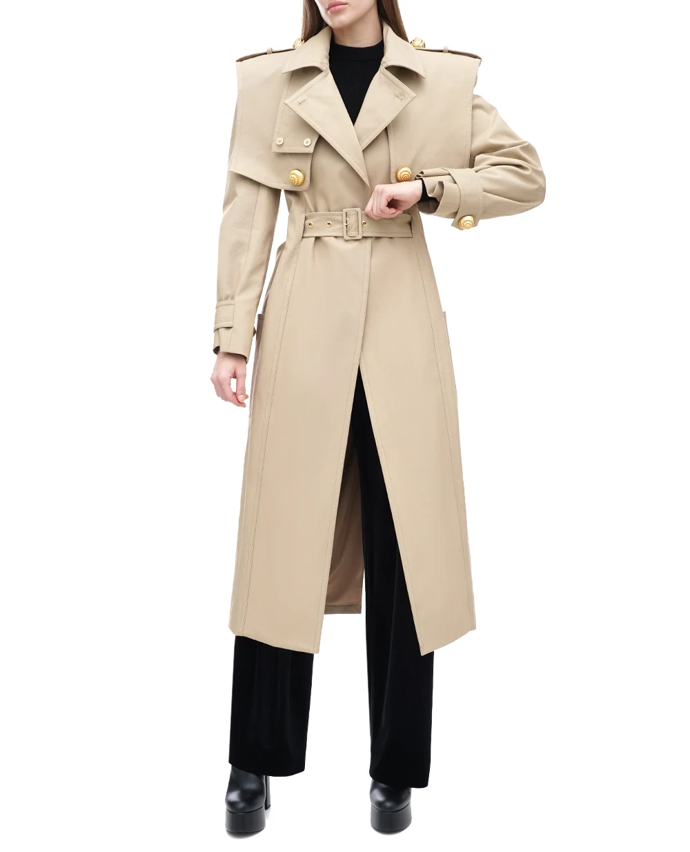 Тренч Balmain DF0TL155CF48, бежевий колір • Купити в інтернет-магазині Kameron