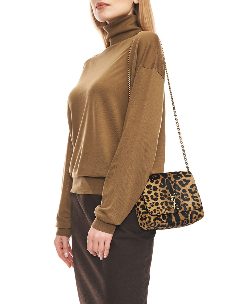 Сумка Kate из телячьей кожи с ворсом Saint Laurent 851557-AAFQZ, коричневый цвет • Купить в интернет-магазине Kameron