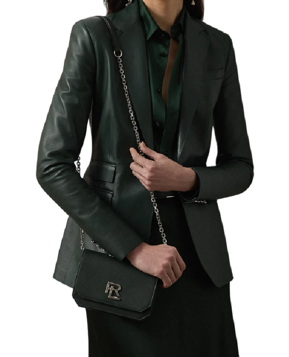 Сумка RL 888 із телячої шкіри Ralph Lauren Collection 434P02289001, зелений колір • Купити в інтернет-магазині Kameron