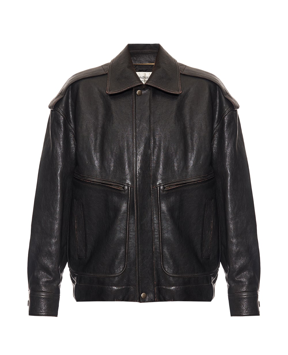 Куртка з овечої шкіри Saint Laurent 858510-YCNX2, темно-коричневий колір • Купити в інтернет-магазині Kameron