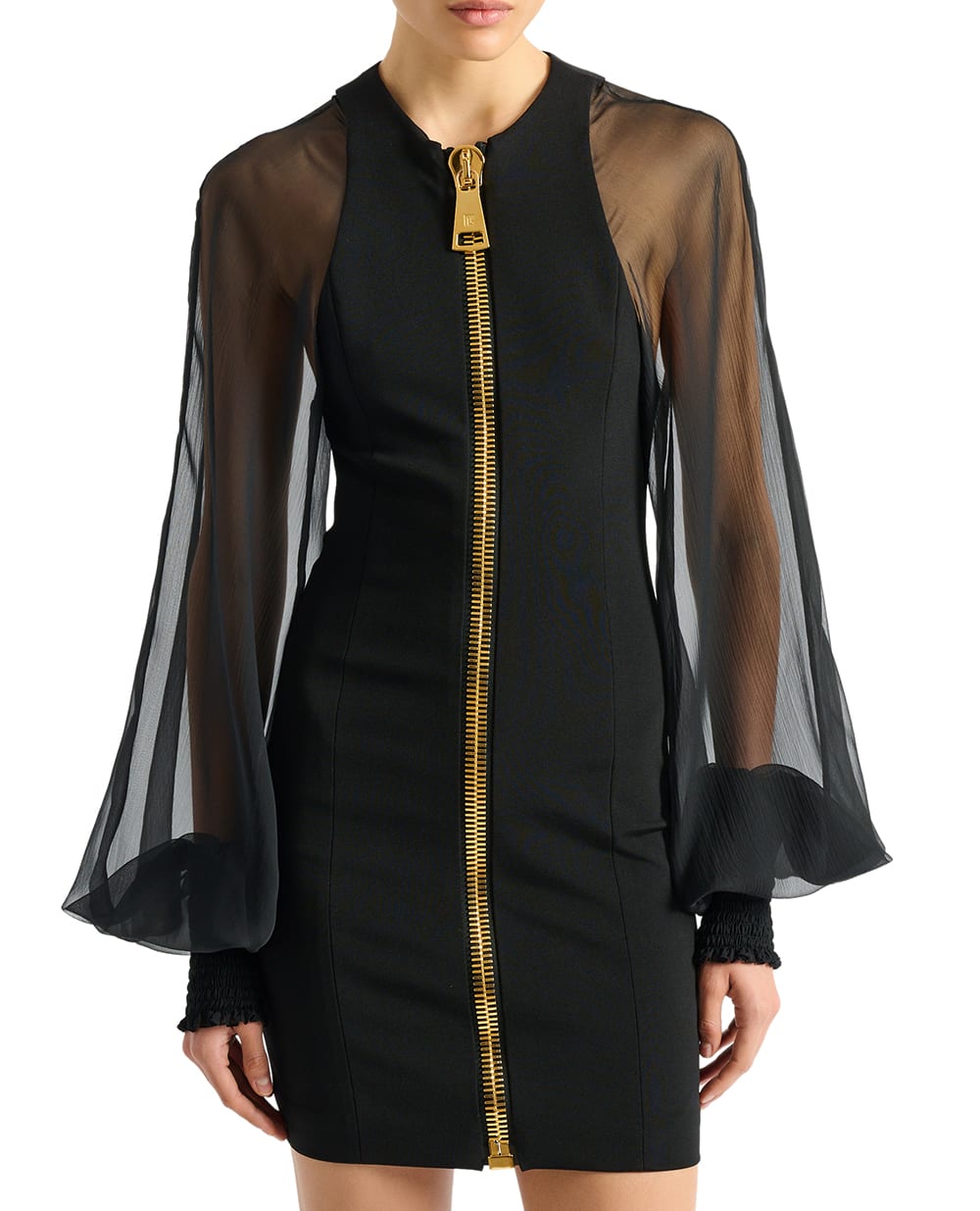 Платье мини Balmain HF1R9461MI60, черный цвет • Купить в интернет-магазине Kameron