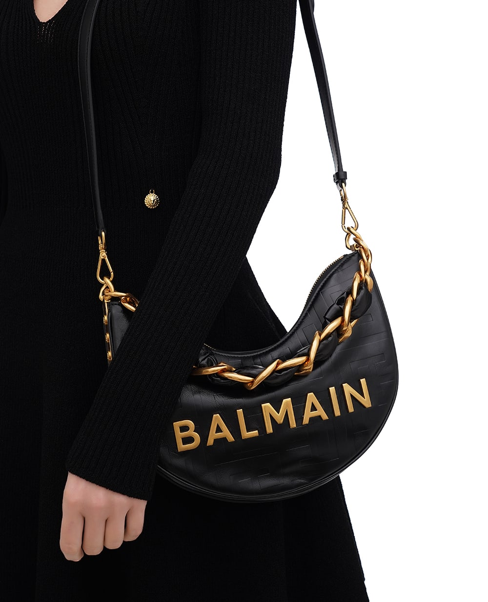 Кожаная сумка 1945 Soft Moon Balmain EN1BQ954LETF, черный цвет • Купить в интернет-магазине Kameron
