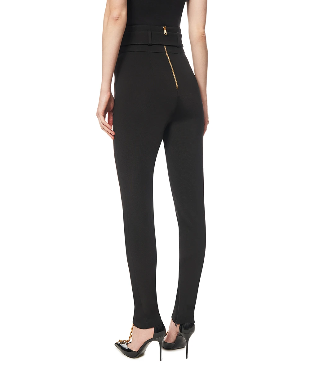 Еластичні штани з поясом Balmain GF1PL024JL05, чорний колір • Купити в інтернет-магазині Kameron