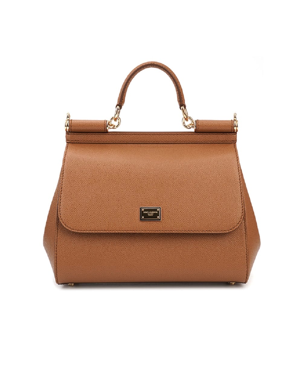 Кожаная сумка Sicily Large Dolce&Gabbana BB6002-B1001, коричневый цвет • Купить в интернет-магазине Kameron