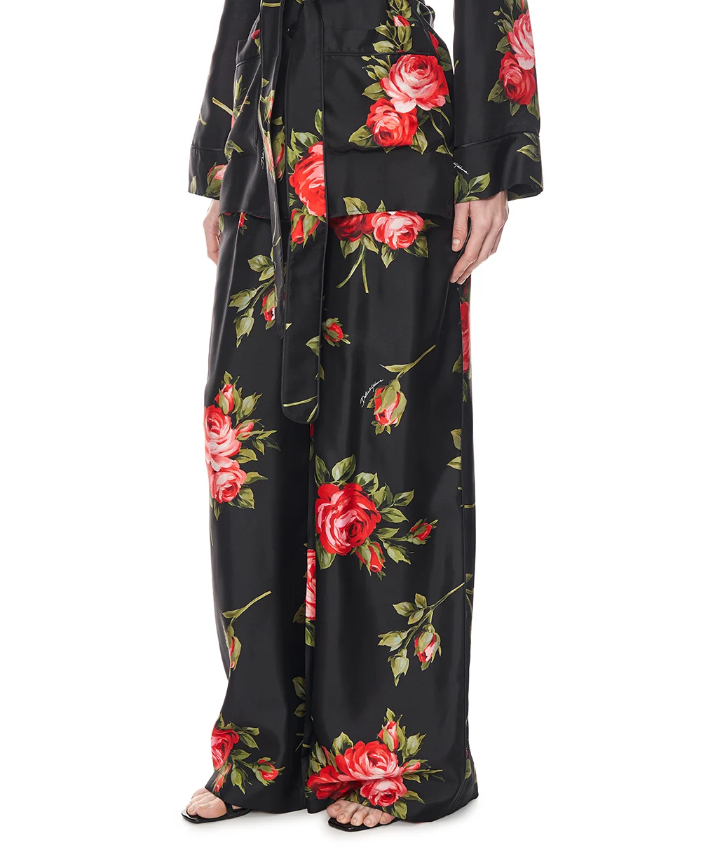 Пижамные брюки из шёлка Dolce&Gabbana FTDIVT-IS11G, черный цвет • Купить в интернет-магазине Kameron