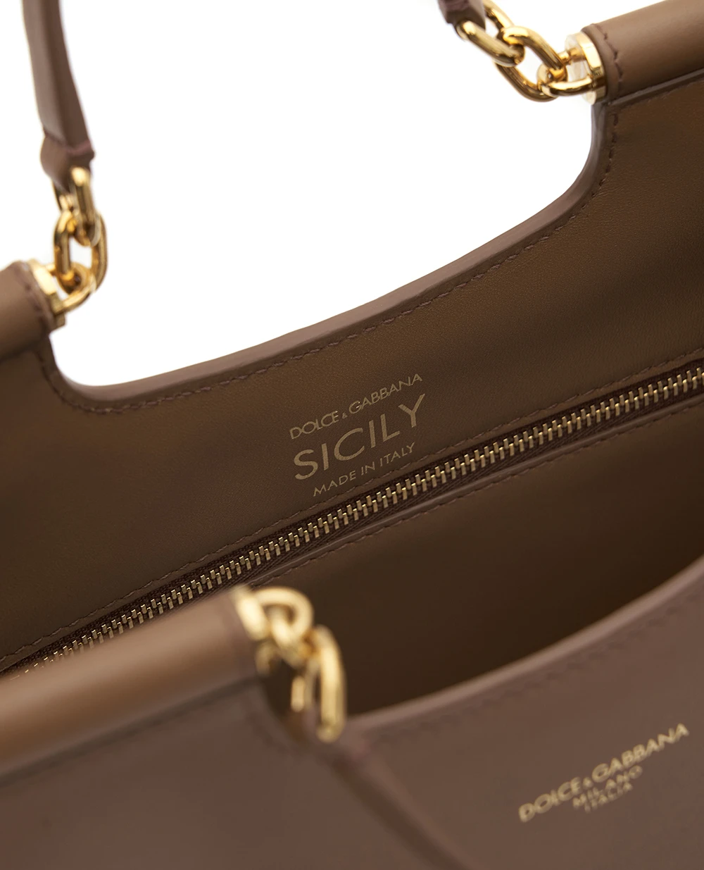 Кожаная сумка Sicily Small Dolce&Gabbana BB7728-B7321, коричневый цвет • Купить в интернет-магазине Kameron