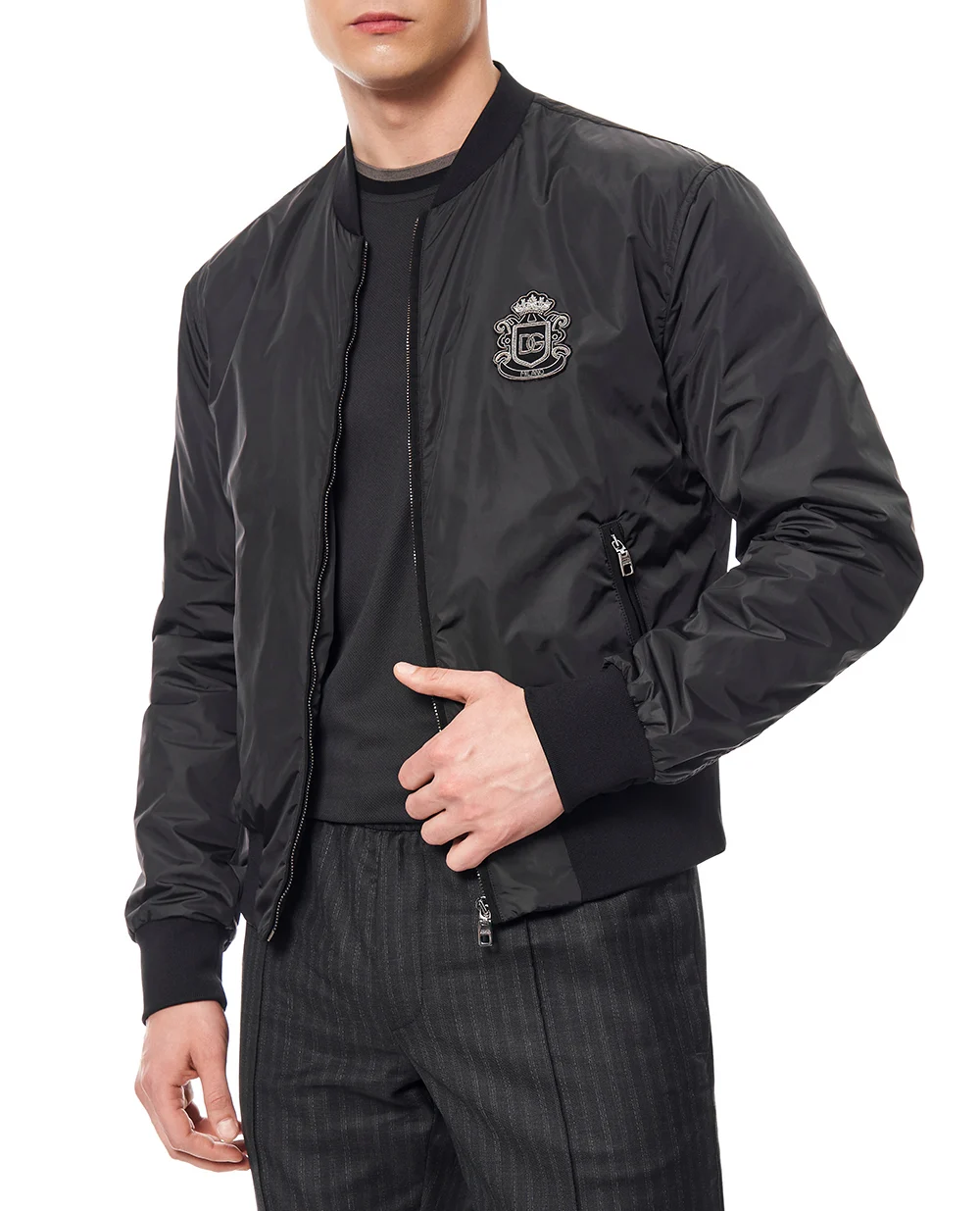 Бомбер с аппликацией логотипа Dolce&Gabbana G9ABPZ-GK292, черный цвет • Купить в интернет-магазине Kameron