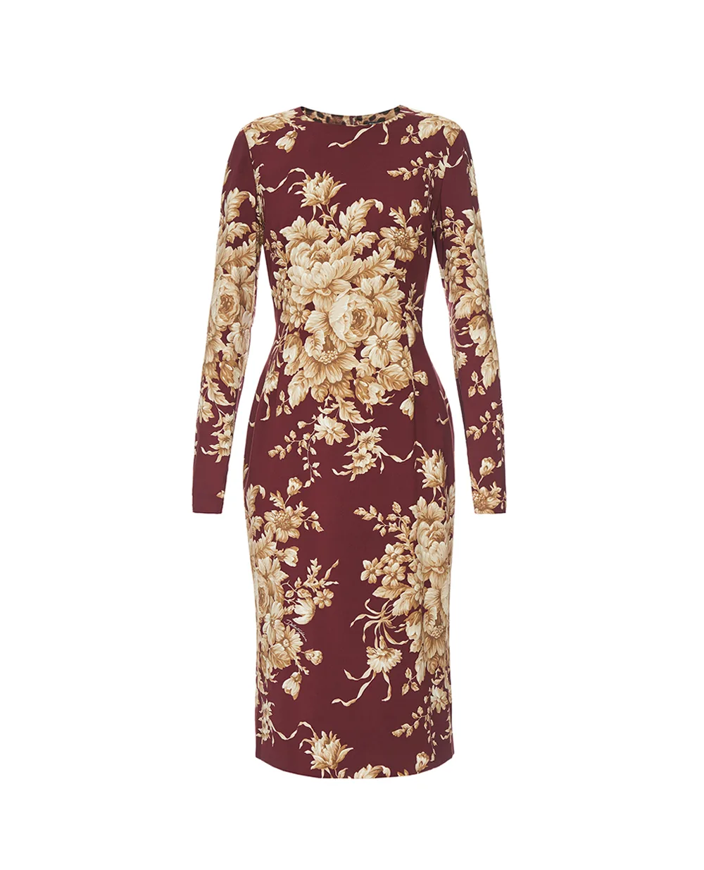 Платье из шелка с цветочным принтом Dolce&Gabbana F6GAVT-FSA7Y, коричневый цвет • Купить в интернет-магазине Kameron
