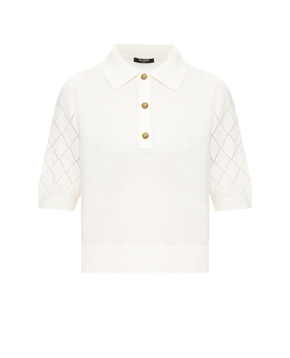 Поло из шерсти Balmain HF1GB040KJ99, айвори цвет • Купить в интернет-магазине Kameron
