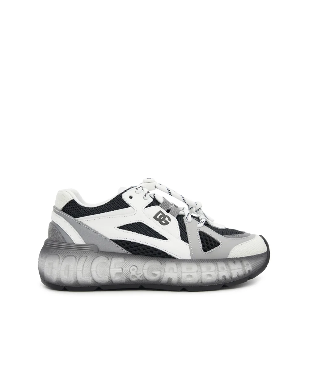 Детские кроссовки DG Bounce 12 из нейлона и телячьей кожи Dolce&Gabbana Kids DA5290-AX260-L, серый цвет • Купить в интернет-магазине Kameron