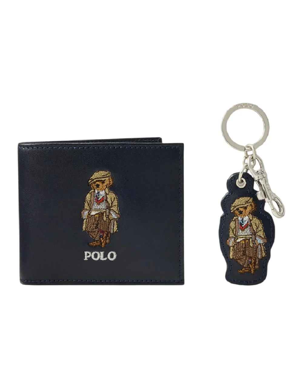 Подарочный набор кошелёк и брелок Polo Bear из кожи Polo Ralph Lauren 405P04858001, синий цвет • Купить в интернет-магазине Kameron
