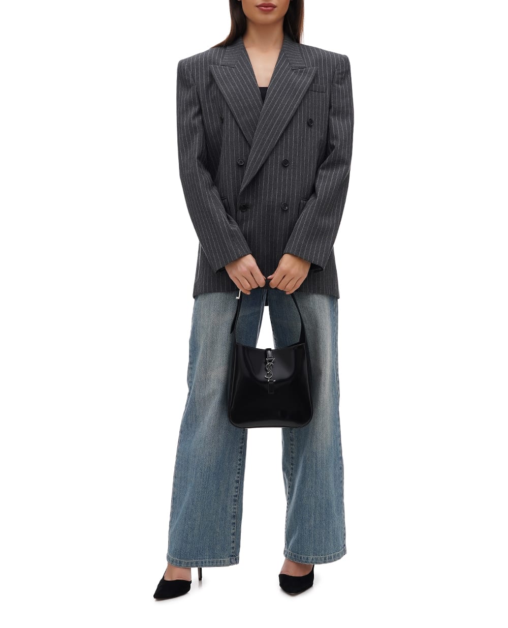 Кожаная сумка Le 5 À 7 Small Saint Laurent 727709-FACCM, черный цвет • Купить в интернет-магазине Kameron